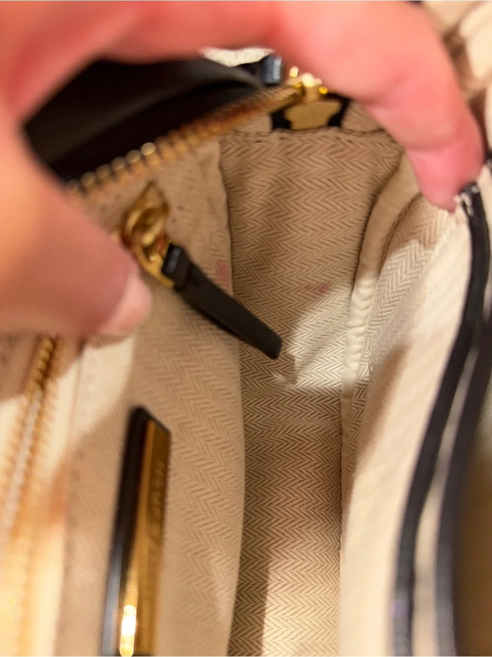 Tory Burch Black Quilted Leather Round Crossbody with Gold Logo